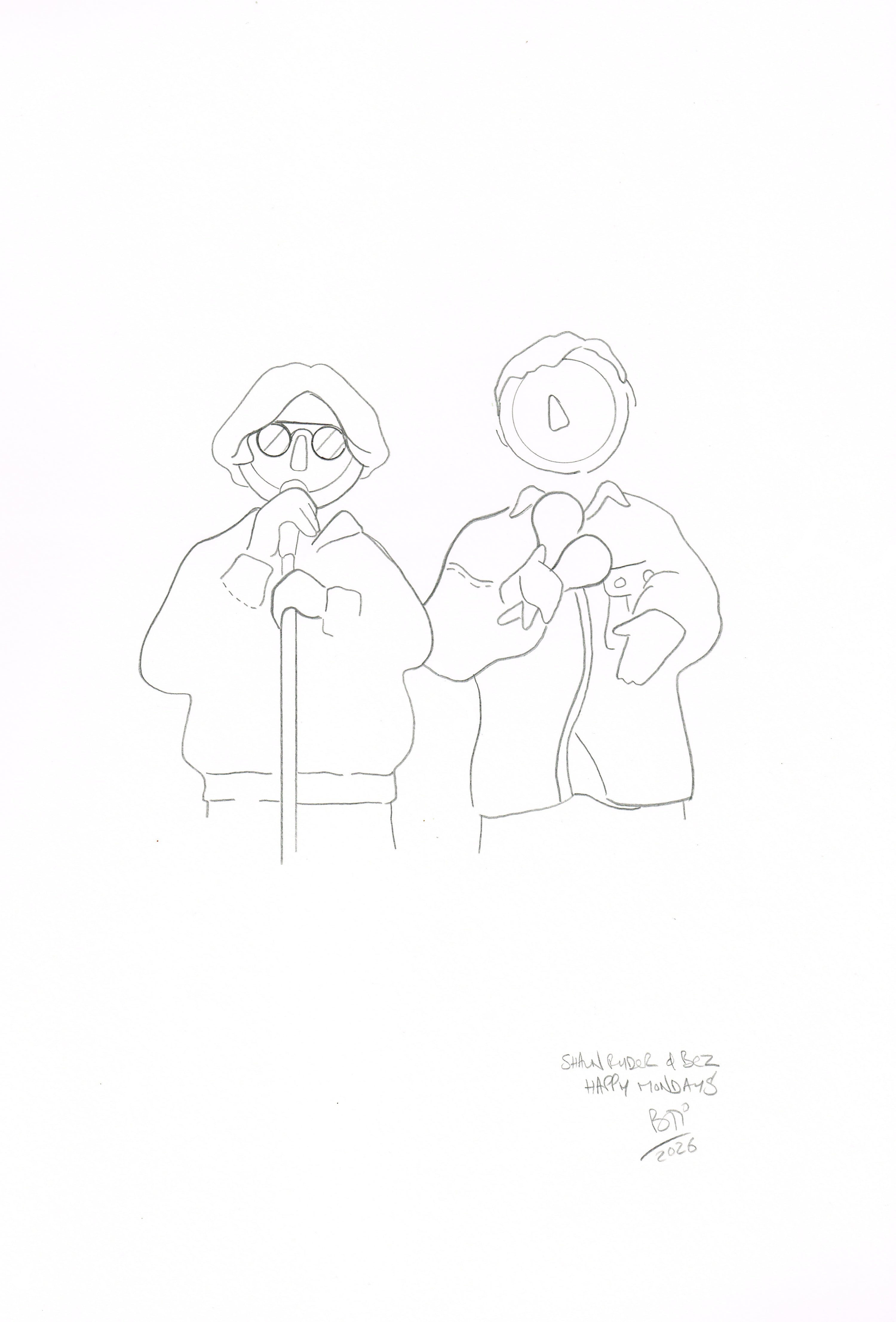 The Happy Mondays - Original A3 Pencil Drawing